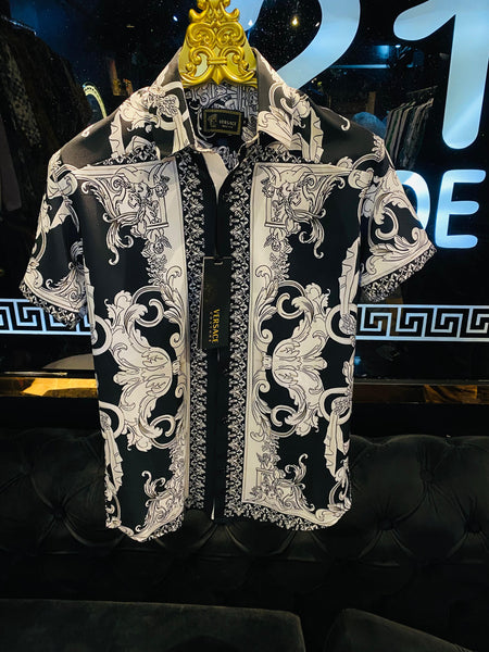 Silver Baroque Drop Shoulder Shirt For Men