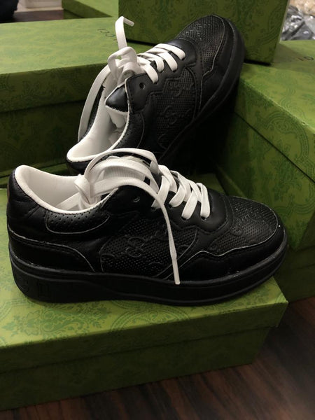 Branded Embossed Black Leather Shoes For Kids