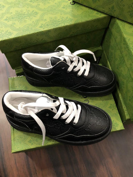 Branded Embossed Black Leather Shoes For Kids