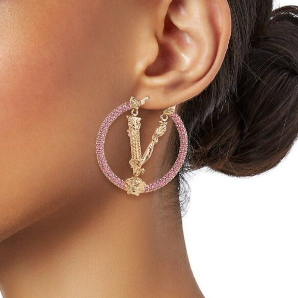 Premium Virtus Crystal Embellished Hoop Earrings