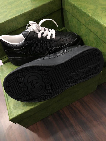 Branded Embossed Black Leather Shoes For Kids