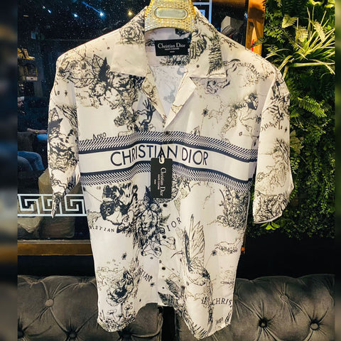 Men Latest Abstract Printed Drop Shoulder Shirt