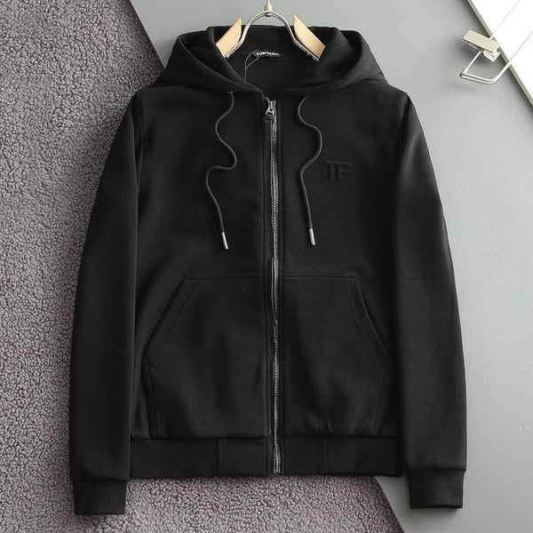 Black Hoodie With Zipper For Men