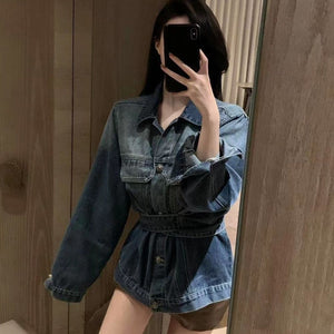 Women Latest Denim Jacket With Belt