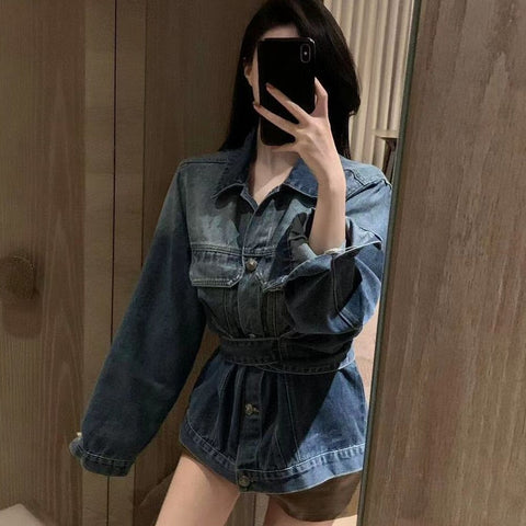 Women Latest Denim Jacket With Belt