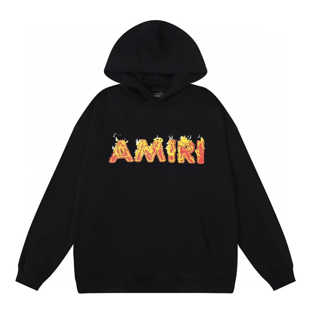 Premium Branded Fire Effect Logo Hoodie