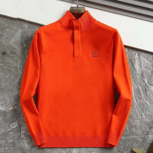 Premium Solid Color Logo-Patched Pullover