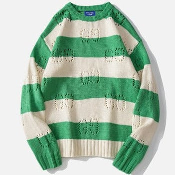 Latest Green & White Striped Crewneck Pullover