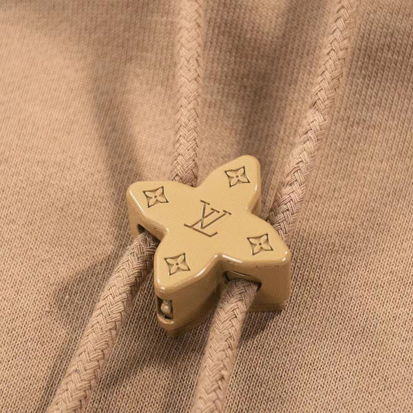 Branded Drawstring Hoodie In Beige