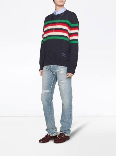 Stripe-Detail Branded Jumper For Men