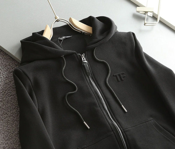 Black Hoodie With Zipper For Men