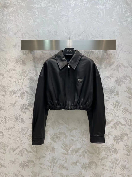 Black Branded Cropped Jacket For Women