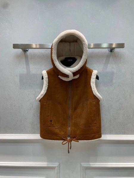 Vintage Suede Lamb Hooded Jacket