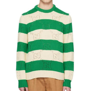 Latest Green & White Striped Crewneck Pullover