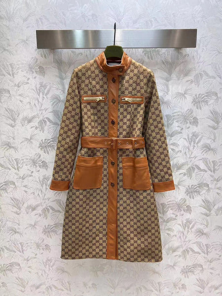 Women Natural Monogram Pattern Coat