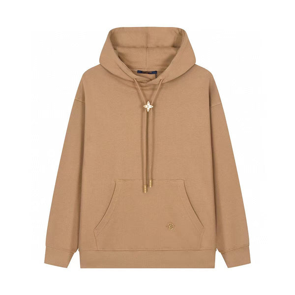 Branded Drawstring Hoodie In Beige