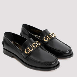 Logo-Letter Hardware Leather Loafers For Men