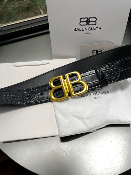 BB Crocodile-Effect Leather Belt