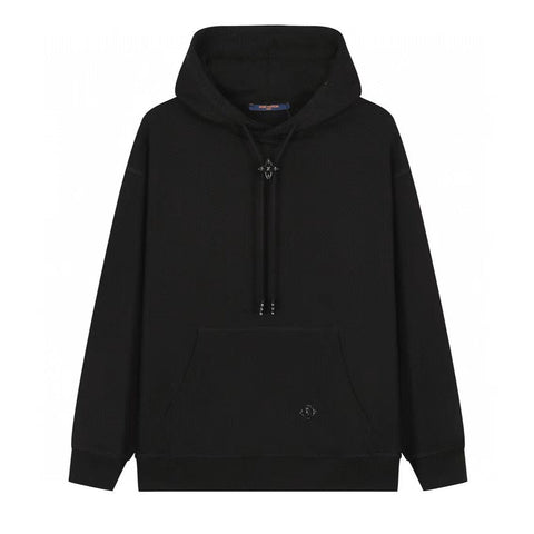 Branded Drawstring Hoodie In Black