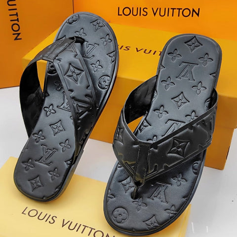 Embossed Leather Slipper For Men