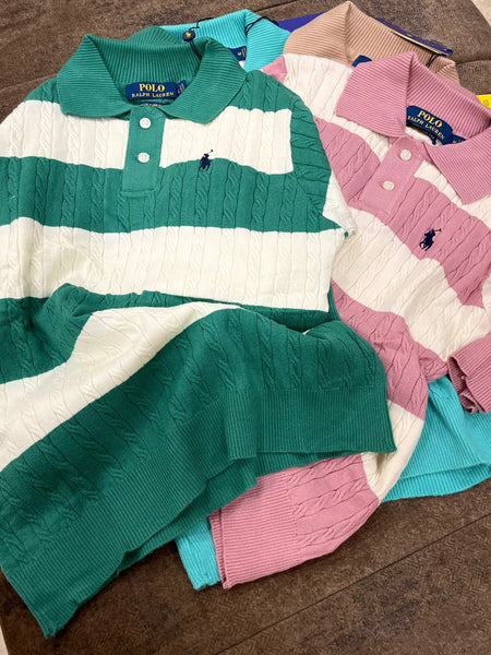 Latest Striped Cable Knit Cotton Shirt