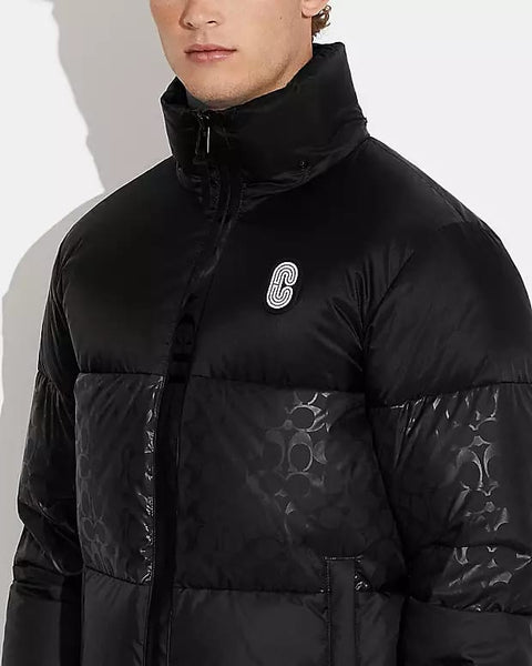 Branded Color-Block Down Jacket