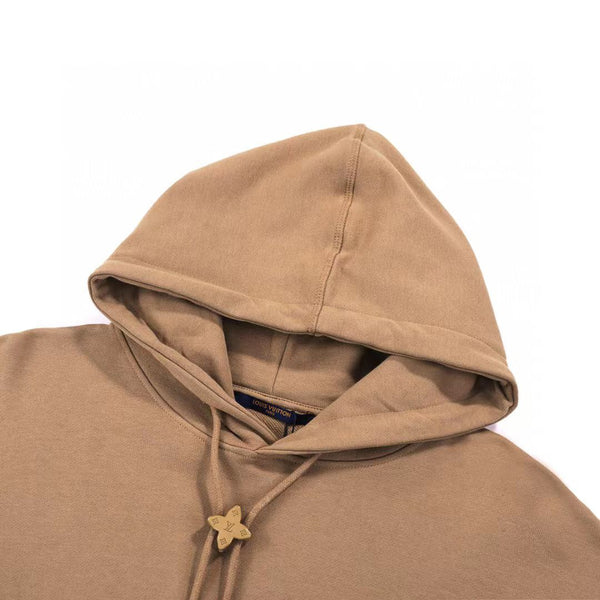 Branded Drawstring Hoodie In Beige