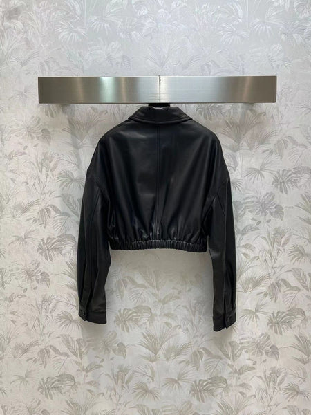 Black Branded Cropped Jacket For Women