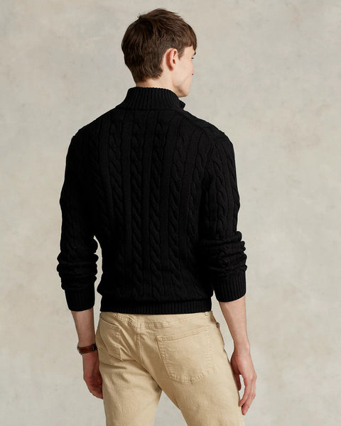 Cable-Knit Cotton Quarter-Zip Pullover