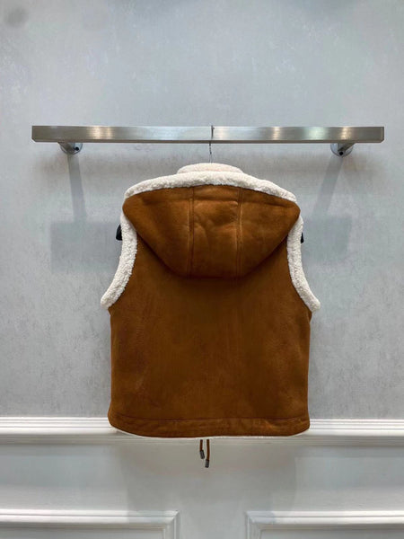 Vintage Suede Lamb Hooded Jacket