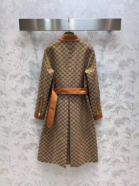 Women Natural Monogram Pattern Coat