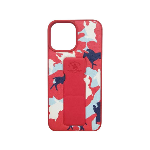 POLO CLUB Red Camouflage Leather Case For iPhone