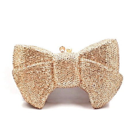 Latest Bowknot Rhinestone Crystal Clutch Bag