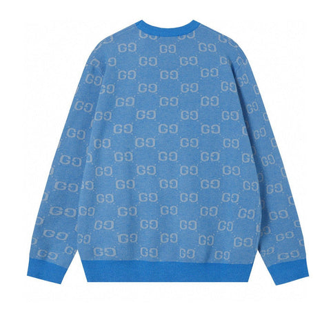 Men High Quality Logo Pattern Blue Pullover