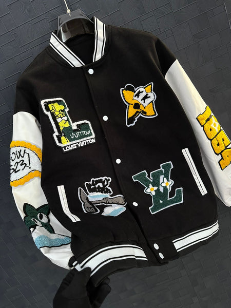 Premium Cartoon Embroidery Design Varsity Jacket