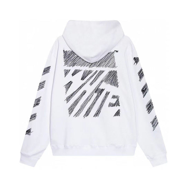 Latest Scribble Diag-Print Cotton Hoodie