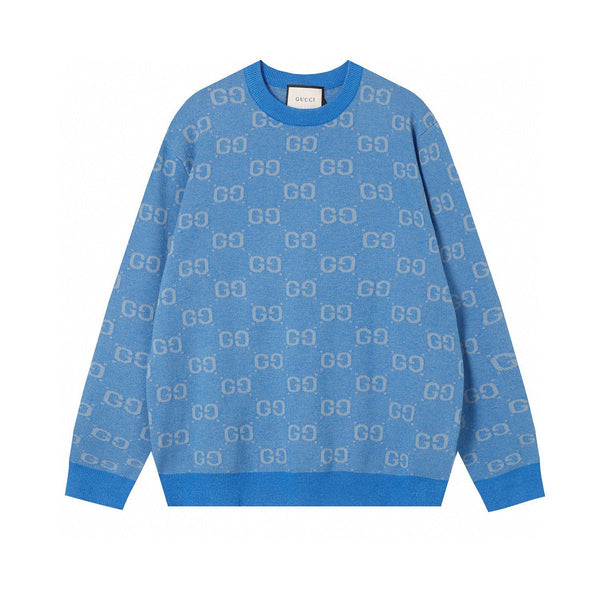 Men High Quality Logo Pattern Blue Pullover