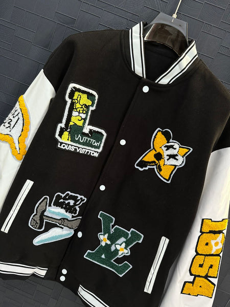 Premium Cartoon Embroidery Design Varsity Jacket