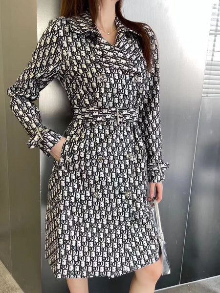 Women Branded Logo Printed Long Coat