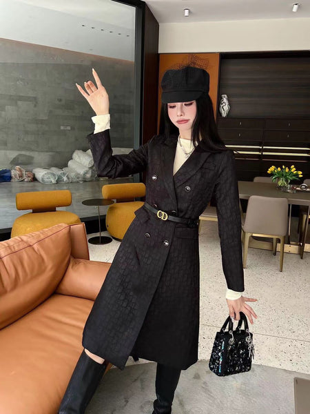 Women High-Quality All-Over Logo Pattern Coat