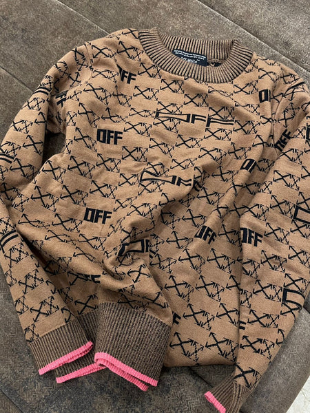 Monogram Long-Sleeves Crew Neck Pullover