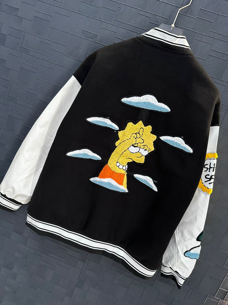 Premium Cartoon Embroidery Design Varsity Jacket