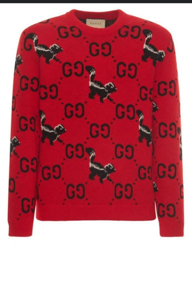 Luxury Branded Red GG Skunk Pullover