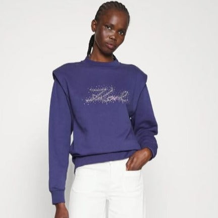 Premium Rhinestone Logo Embellished Sweatshirt