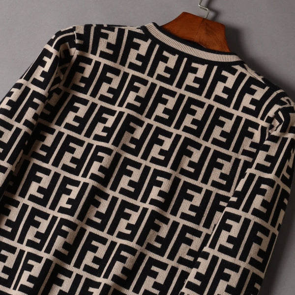 Luxurious FF Motif Brown Pullover For Men