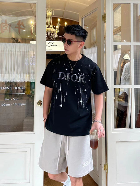 Latest Star Effect Drop Shoulder T-Shirt With Logo