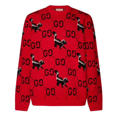 Luxury Branded Red GG Skunk Pullover