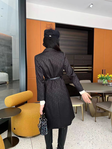 Women High-Quality All-Over Logo Pattern Coat