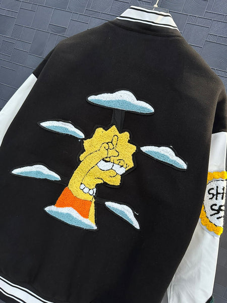 Premium Cartoon Embroidery Design Varsity Jacket