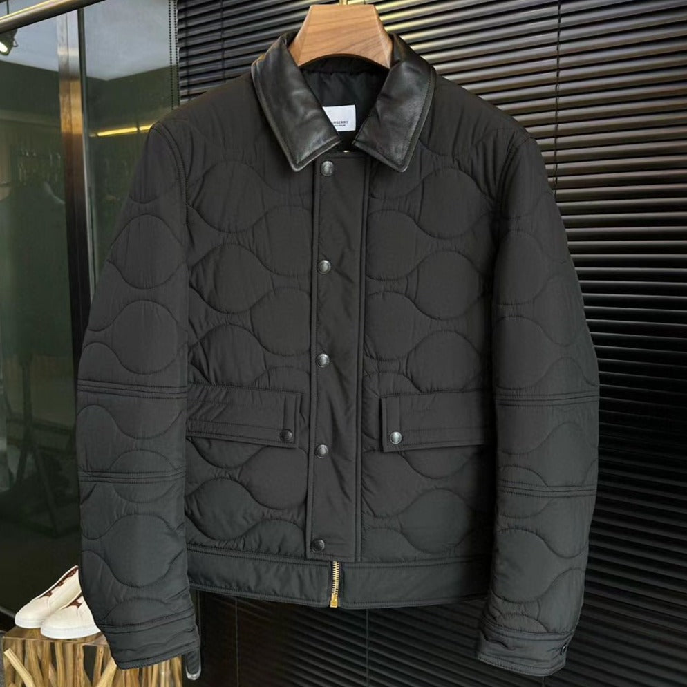 Men Premium Black Quilted Pattern Jacket